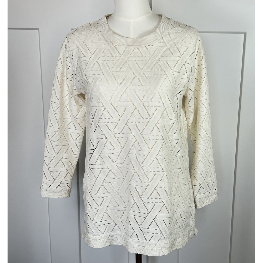 Banana‎ Republic Laser Cutout Sweater ~ Women's SMALL - Cream Long Sleeve